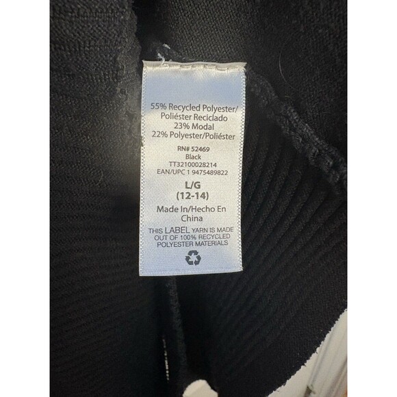 Time and Tru Large Black Open Front Sweater 12-14 Ribbed Detail L/S Pockets - Picture 5 of 6